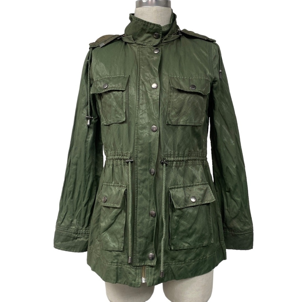 Joie Vera Jane Utility Jacket Anorak Olive Green Cargo Pockets Size Large